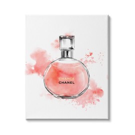 Stupell Industries Pink Fashion Watercolor Cosmetic Perfume Bottle Designer Glam, Designed by Ziwei Li Canvas Wall Art, 36 x 48, White