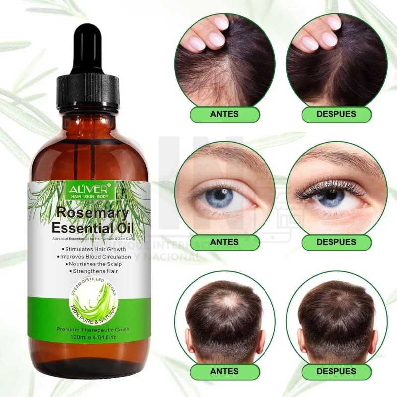 Aceite Esencial Romero 100% Puro Cabello Barba Cejas 120 Ml