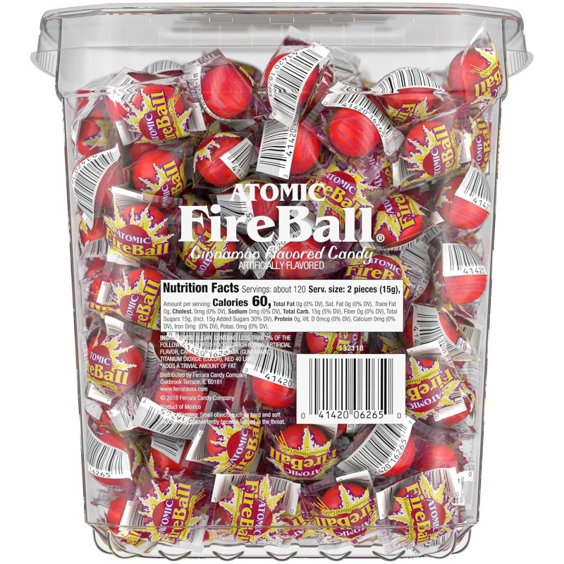Atomic Fireballs Candy 4.05 Pound Bulk Tub