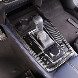 Kadore for 2020-2025 Mazda CX-30 Carbon Fiber Style Shifter Panel Cover Interior Trim - Left Hand Drive (1-Piece)