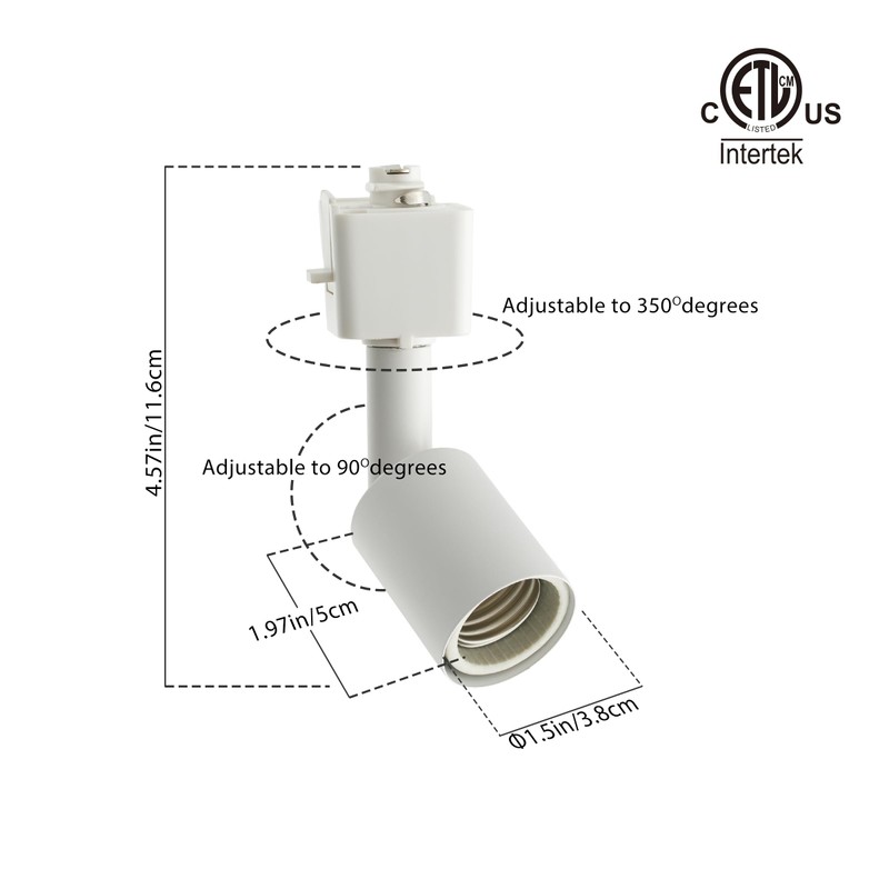 mirrea L Type Track Lighting Head to E26 Medium Screw