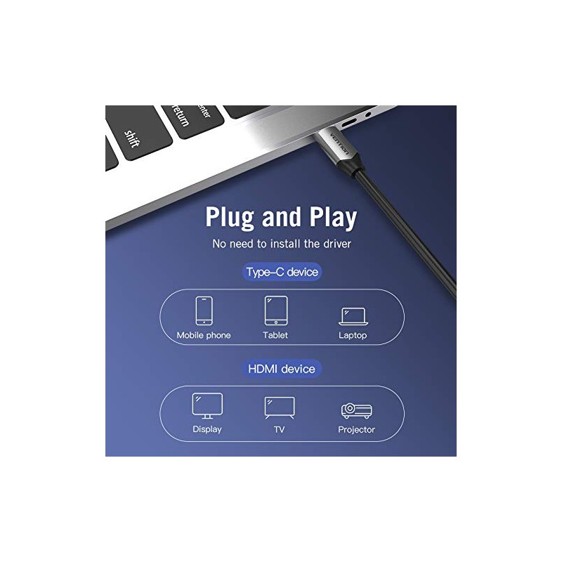 Flaretech 2 Meter Type-C to HDMI Cable 4K@60Hz Compatible -with