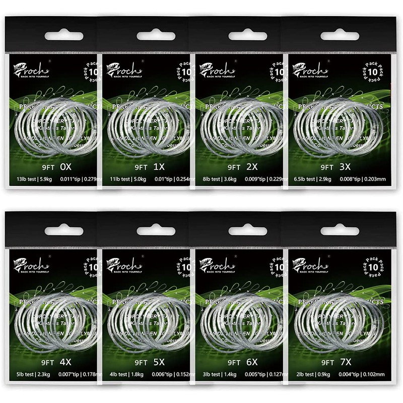 Fly Fishing Tapered Leader Nylon with Pre-tied Loop 10 Pack