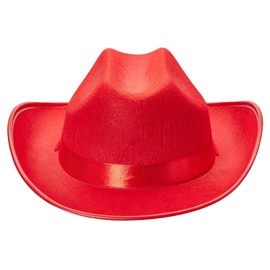 Edhomenn Kids Cowboy Hats, Wide Brim Western Cowgirl Hat with Adjustable Strap, Cowgirl Costume Accessories (02 Red, One Size)