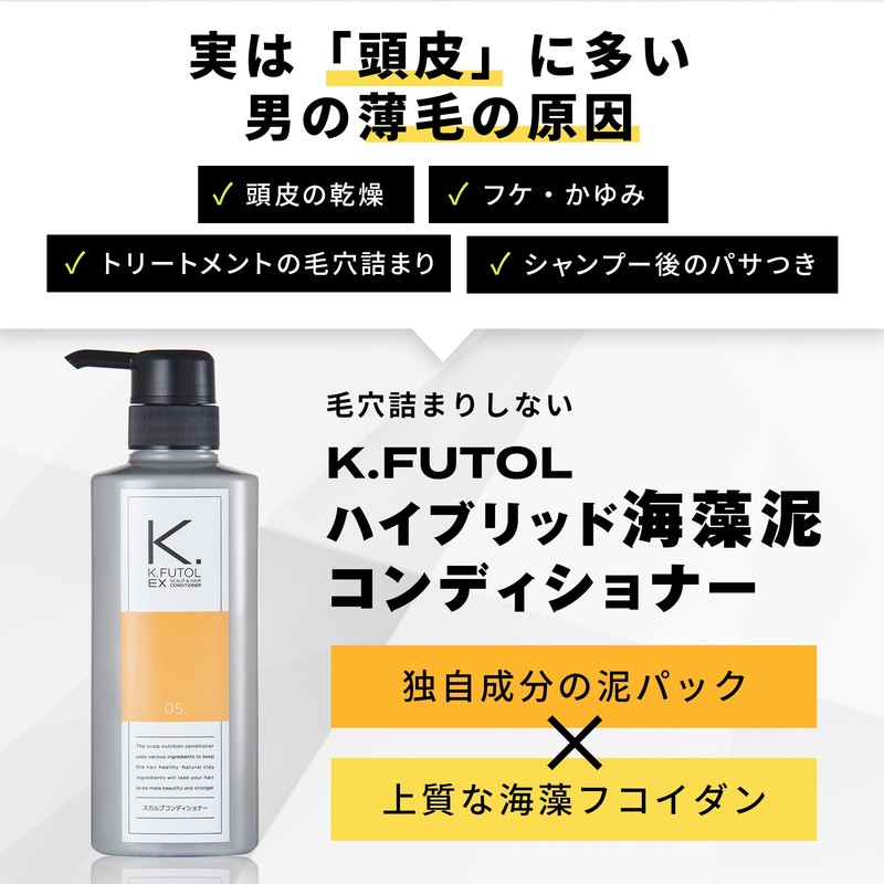 K.Futol Men's Refill Scalp Shampoo Conditioner Set Treatment 500ml &