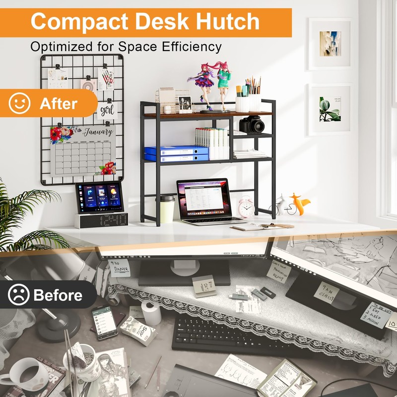Snughome 31.9" Desk Shelf, Desktop Organizer Shelf, Desk Hutch Dorm,