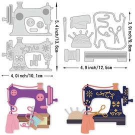 BENECREAT 2 Styles Old Sewing Machine Die Cut Metal Paper Cutting Stencils, Sewing Tools Metal Embossing Stencils Template for Paper Card Making DIY Scrapbooking Album Craft Decor