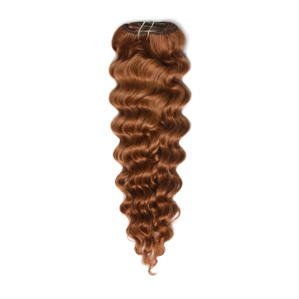 cliphair Curly Clip-In Human Hair Extensions - Flaming Ginger (#350), 14" (115g)