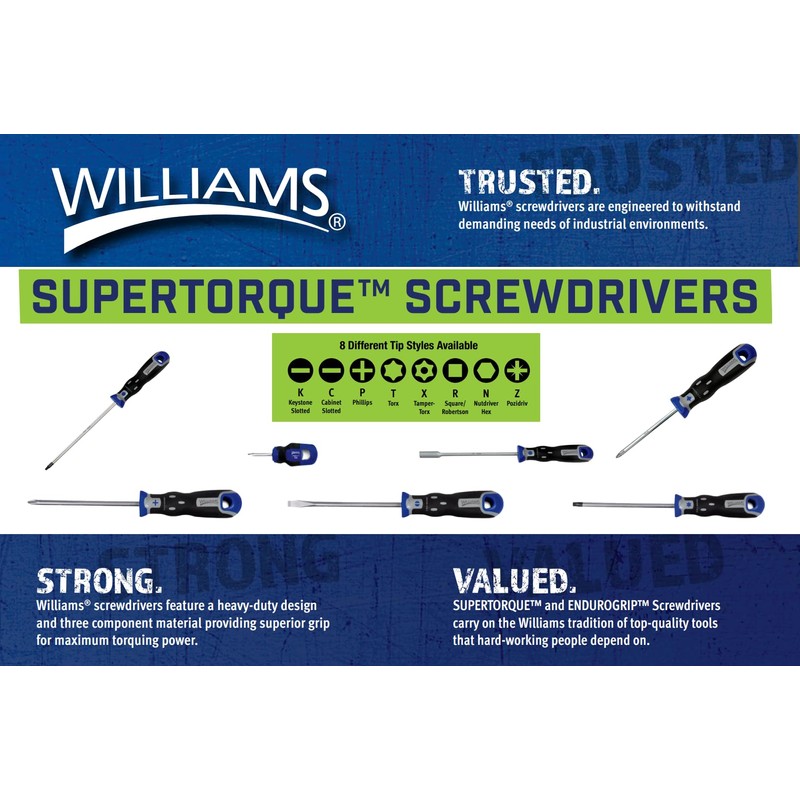 Williams JHWSPR-T-8-3 Supertorque Torx Screwdrivers T8 Tip, 3-Inch Blade Length,