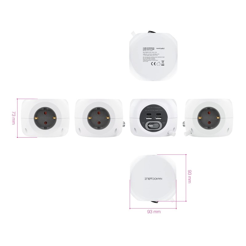 NANOCABLE 10.37.0001 3 Plug Dock with 4 USB White