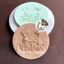 Unbranded Merry Christmas Fondant Debosser Stamp, design 04