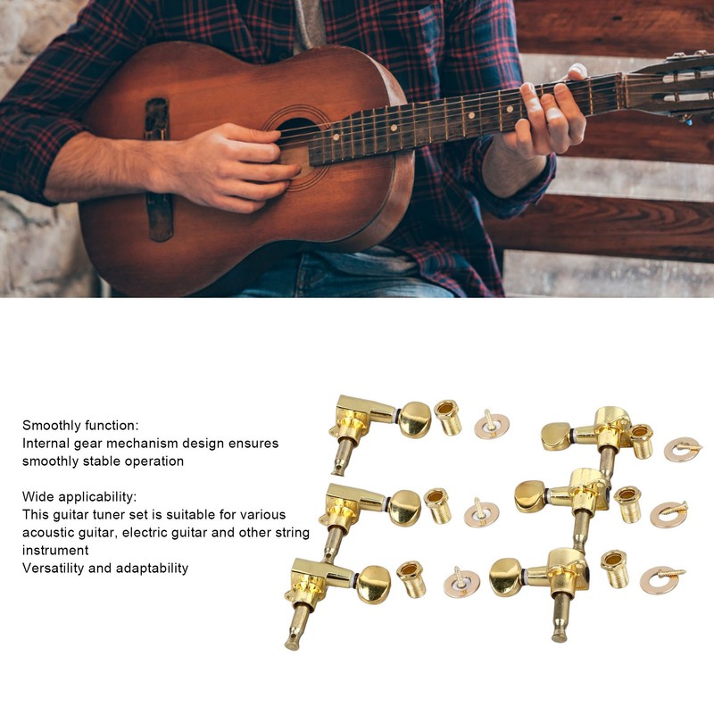 6Pcs Full Closed Guitar Tuning Key Accurate Fast Operation Stable