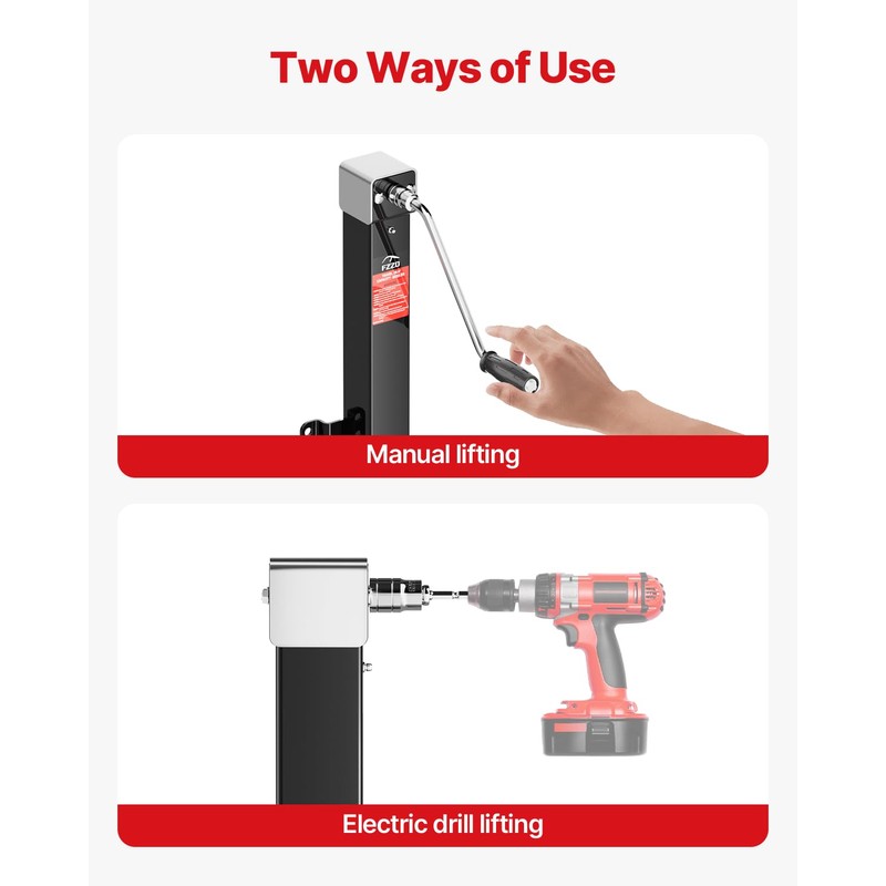 FZZD 8000 lbs Heavy Duty Trailer Jack, 20-24V Cordless Drill