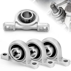 Riisoyu Pack of 4 KP004 Ball Bearings, Pillow Block Bearing, 20 mm Flange Bearing, Bearing Block, Housing Bearing, Mounting Block, Zinc Alloy Insert Ball Bearing, Bearing Seat, Pillow Block