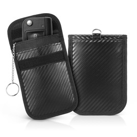 Keilend Car Key Signal Blocker Pouch 1 Pack, Anti-Theft Key Pouches Signal Blocker for Car Security, Signal Shielding Key Pouch with 2 Pockets (Black)