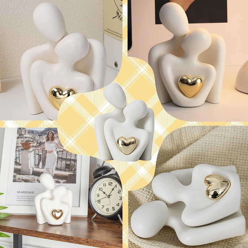 Sikweny Ornaments for Living Room, Ceramic White Ornaments Shelf Decorations
