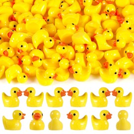 Fanshiontide Mini Ducks Pack of 100, Figures Mini Ducks Resin Tiny Ducks, Ducks Mini Animal Figures for Aquarium Miniature Garden Figures Decoration DIY Potting Micro Landscape Decorations (Yellow)