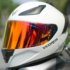 VCOROS Full Face Motorcycle Helmet for Unisex-Adults DOT Approved WS-609 Motorbike Street Bike Racing Helmets with Visor(Gloss White,XXL)