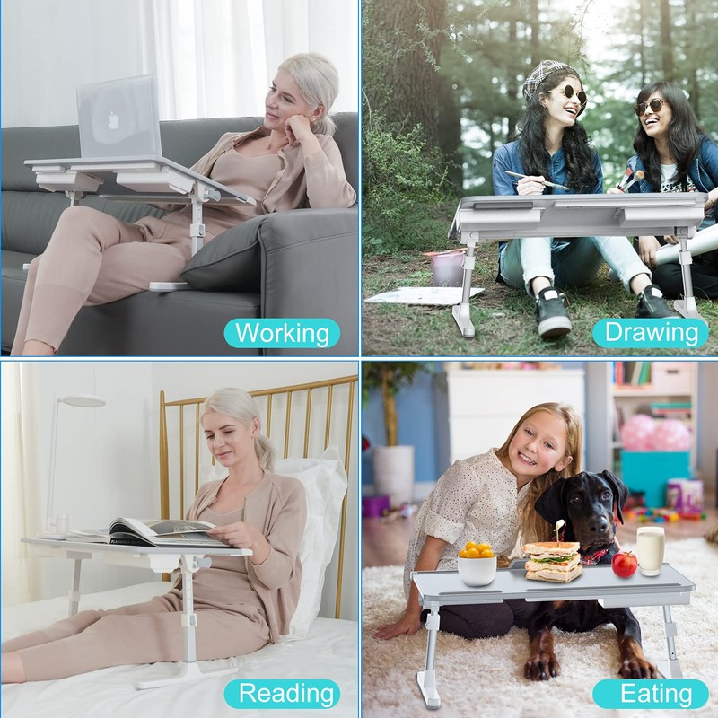 Laptop Bed Tray Desk, Foldable and Adjustable Lap Table with