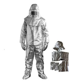 EYCOMTOM Fire Resistant Suit, Anti Thermal Radiation 1000-1200 ℃ Fireproof Coveralls Heat Resistant Aluminized Firefighter Uniform (XXL)
