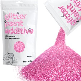 Hemway Glitter Paint Additive Crystals for Acrylic Emulsion Paint, Interior & Exterior Walls, Wood, Varnish, Matt, Gloss, Furniture 100g / 3.5oz - Microfine (1/256" 0.004" 0.1mm) - Rose Pink
