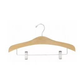 Only Hangers 16" Natural Decorative Wooden Suit Hanger w/ Clips Pack of 25