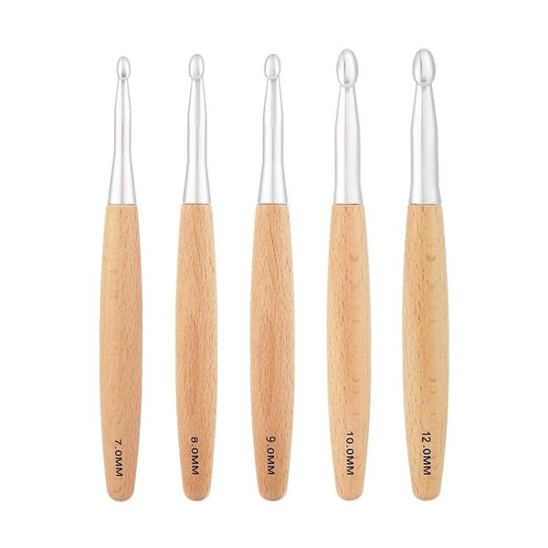 Haptufer Big Crochet Hooks Set with Beech Wood Handle, Crochet