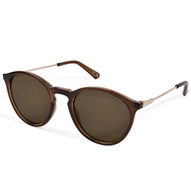 ZESAKER Round Classic Sunglasses for Women Men Vintage Style UV400 Lens Sunglasses (Brown)