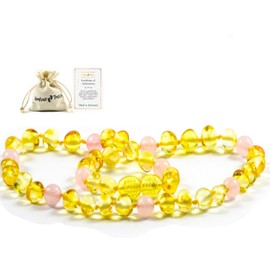 Baltic Amber Necklace - Natural Amber from Baltic Region, Genuine Amber 13 inch. (Pink)