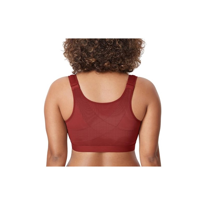 DELIMIRA Women's Full Coverage Front Closure Wire Free Back Support