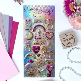 Jolly Stickers® "Unicorn" - Discover Shake Stickers! Art Projects, Craft Fun, Glitter & Fantasy Decorating Gifts Girls Girls Fun Aesthaetic 3D Puffy Kawaii Bullet Journal Sticker