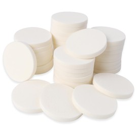 50 PCS White Makeup Sponge, Compact Facial Powder Puff Cosmetic Sponge Round Foam Pad Beauty Makeup Eye Face Foundation Powder Blender For Liquid Foundation Cosmetic, Facial Cleanser