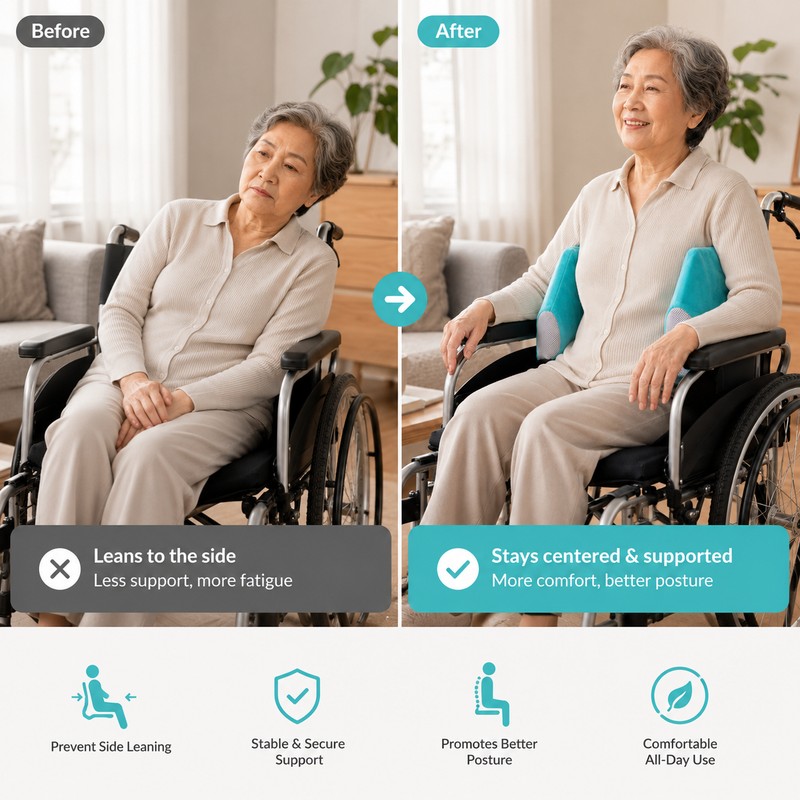 Wheelchair Anti-Side Support Pillow for Elderly Care – Padded Posture