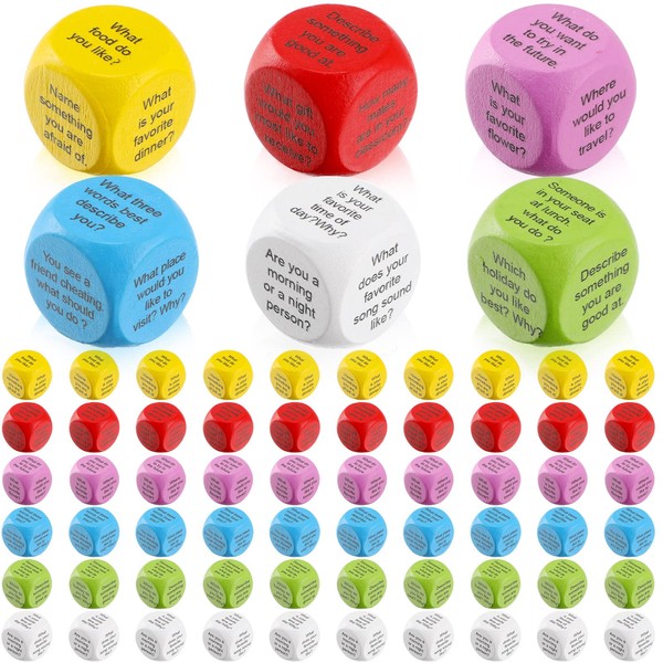 Libima 60 Pcs Wood Conversation Cubes Activity Dice Set Wood