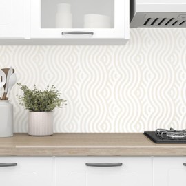 Wallderful Neutral Geometric Wallpaper Peel and Stick Wallpaper Boho Waterproof Stick on Wall Paper Self Adhesive Maximalist Sticker 17.5"x102" Mid Century Contact Paper for Accent Wall Liner Drawer