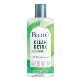 Bioré Clean Detox Tónico Facial Suave, Uso Día y Noche, Piel Sensible, 235 ml