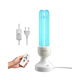 BrightArk 55W Lampada UV Ozono E27 con telecomando e 3 timer, Lampada Germicida Raggi UVC 254nm con Tubo al Quarzo Brine Ozono Contro Batteri Virus e Acari per Case, Uffici, Ristoranti e Scuola