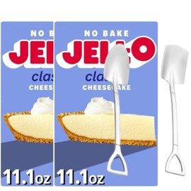 Jel-0 Dessert Kit No Baking with Crust Mix & Filling Mix11.1 oz Box (Pack of 2) Includes Candy Freezer Mini Metal Spoons (Cheesecake) Metal Spoons