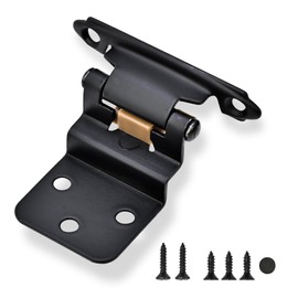 4 Pack 2 Pairs 3/8" Inset Cabinet Door Hinges Matte Black Offset Self Closing Kitchen Cabinet Hinges Black Cabinet Door Hinges Semi - Cupboard Variable Flush Cabinet Hinge