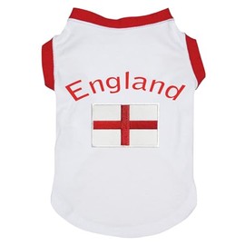 Petitebelle England & Flag Puppy Dog Shirt (White, Small)