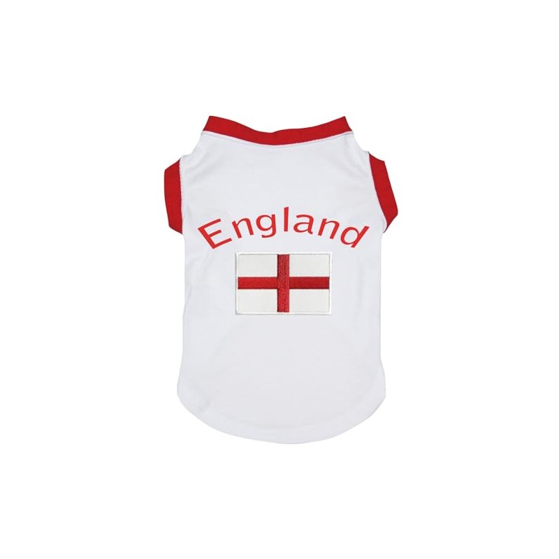 Petitebelle England & Flag Puppy Dog Shirt (White, Small)