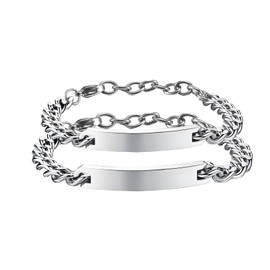 Viskmdi Couple Bracelet Stainless Steel Bracelet for Men and Women Relationship Matching Couple Jewelry For Her and Him Brother and Sister Bracelets Pulseras Para Parejas De Novios