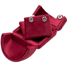 Giftop Velvet Stud Earring Gift Box Jewelry Storage Case Holder for Women Men (Red)