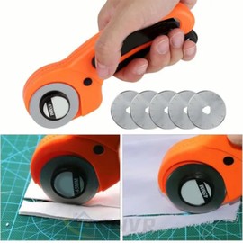 Juego de Cortadores Rotativos con Bloqueo de Seguridad, Ergonómico, 5 Cuchillas de Acero Inoxidable Juego de Herramientas de Corte de Tela para Cuero, Papel, Cartón