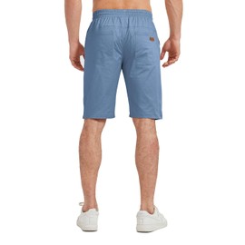 Ougelebo Men's Cotton Elasticated Waist Shorts with Drawstring, denim blue
