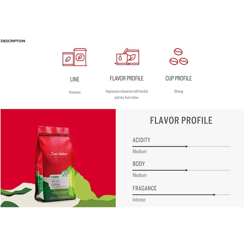 Juan Valdez Cumbre Ground Coffee, Dark Roast 12 OZ -