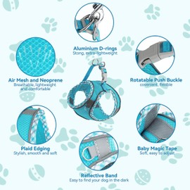 Small Dog Harness and Leash Set, No Pull Adjustable Reflective Breathable Mesh Step in Dog Harness Easy Walk Dog Harness for Extra Small/Small Medium Dog Cats Puppy (Pink, L)