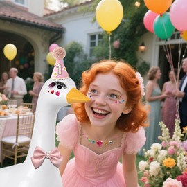 YUBOO 7Pcs Porch Goose Outfit Eyelash+2Pcs Face Gems, Porch Goose Accessories for 23/17'' Plastic Lawn Goose Statue, Multicolor eyelashes End 3D Salon for Lawn Patio Art Garden Yard Party Decor