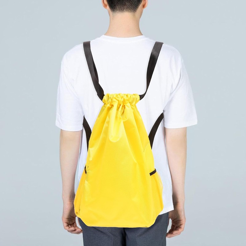 Bolsa Grande Cordón de Tela Oxford Amarilla para Deportes y