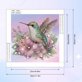 MVVMTOP Diamond Art Painting Kit, DIY Bird and Flower 5D Special Shape Crystal Diamond Partial Diamond Art Painting Mosaic Making Craft, Suitable for Home Wall Decor Art Gift